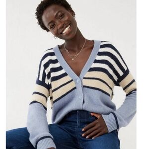 FATFACE Womens Heather Stripe Cardigan Size 2 Buttonfront Alpacca Blend